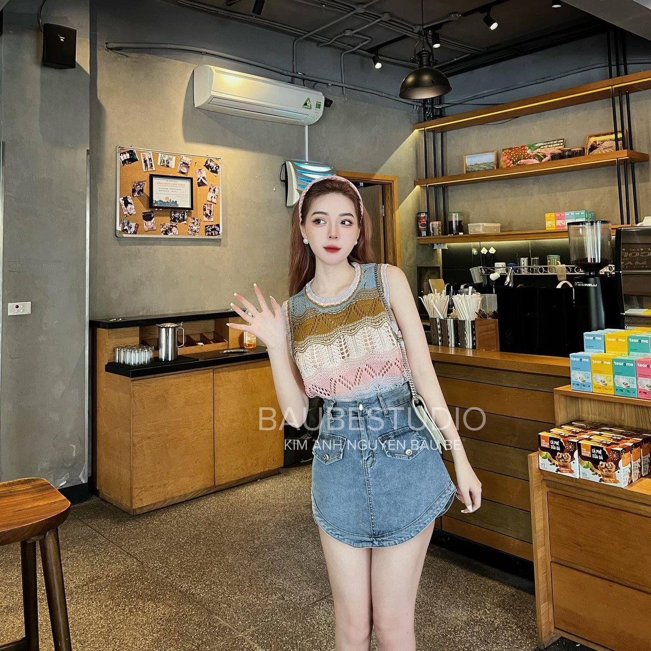 Áo len ba lỗ mix màu