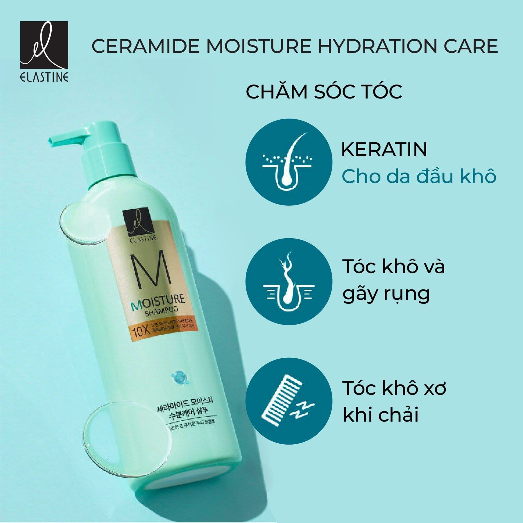 DẦU GỘI, DẦU XẢ ELASTIN (XANH- TÍM- HỒNG) 680ML- WANGJI