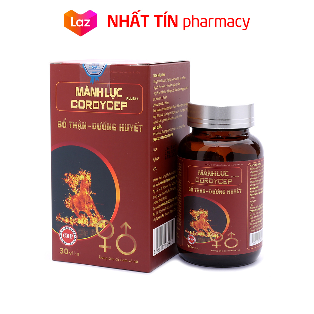 Tăng cường sinh lý nam Mãnh Lực Cordycep Plus bổ thận tráng dương - Hộp 30 viên tinh chất hàu tảo biển đỏ dùng cho cả nam và nữ - NHẤT TÍN PHARMACY