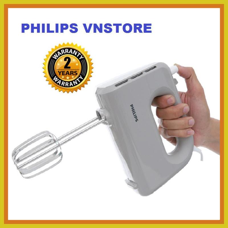 Giá bán Máy đánh trứng cầm tay Philips HR3705, trộn bột nhuyễn mịn cho bánh xốp mềm thơm ngon, 300W, Que trộn mảnh và móc nhào, 5 tốc độ + tăng cường, Trọng lượng nhẹ