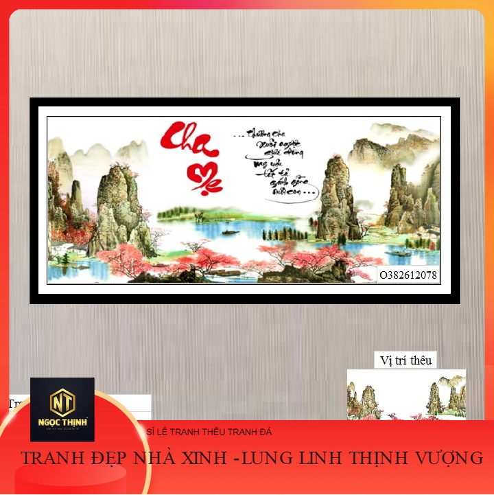 Tranh thêu chữ thập 3d cha mẹ lv3456 - tự thêu