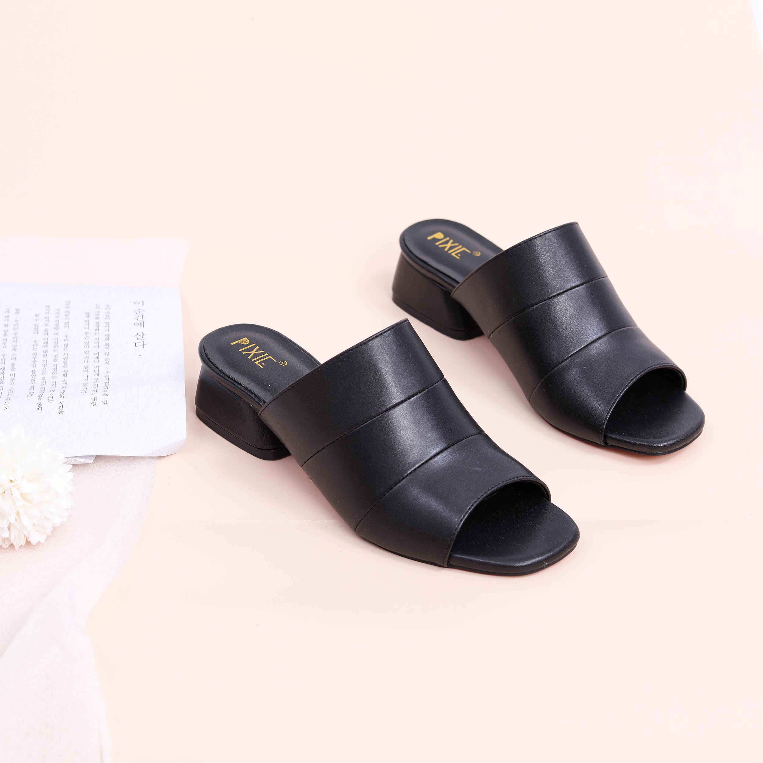 Guốc Cao Gót Nữ 3cm Bản Ngang Pixie X624
