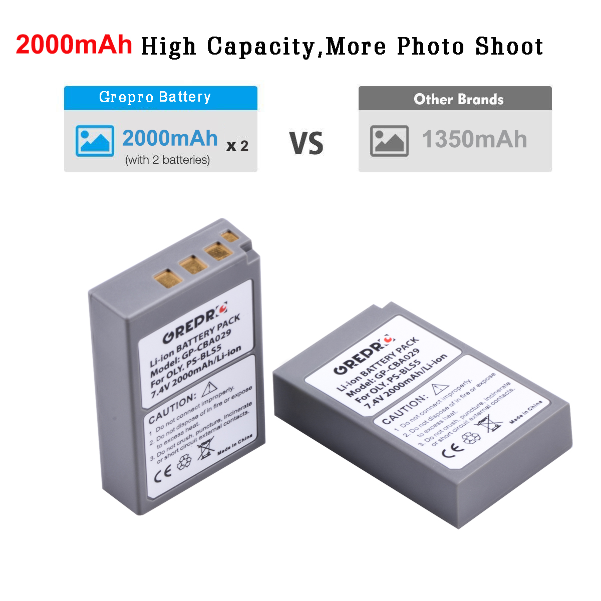 2000mAh PS-BLS5 bls5 bls50 Pin BLS-5 sạc với Type-C cho Olympus bút BLS-50 E-PL2 E-PL5 E-PL6 E-PL7 E-PM2