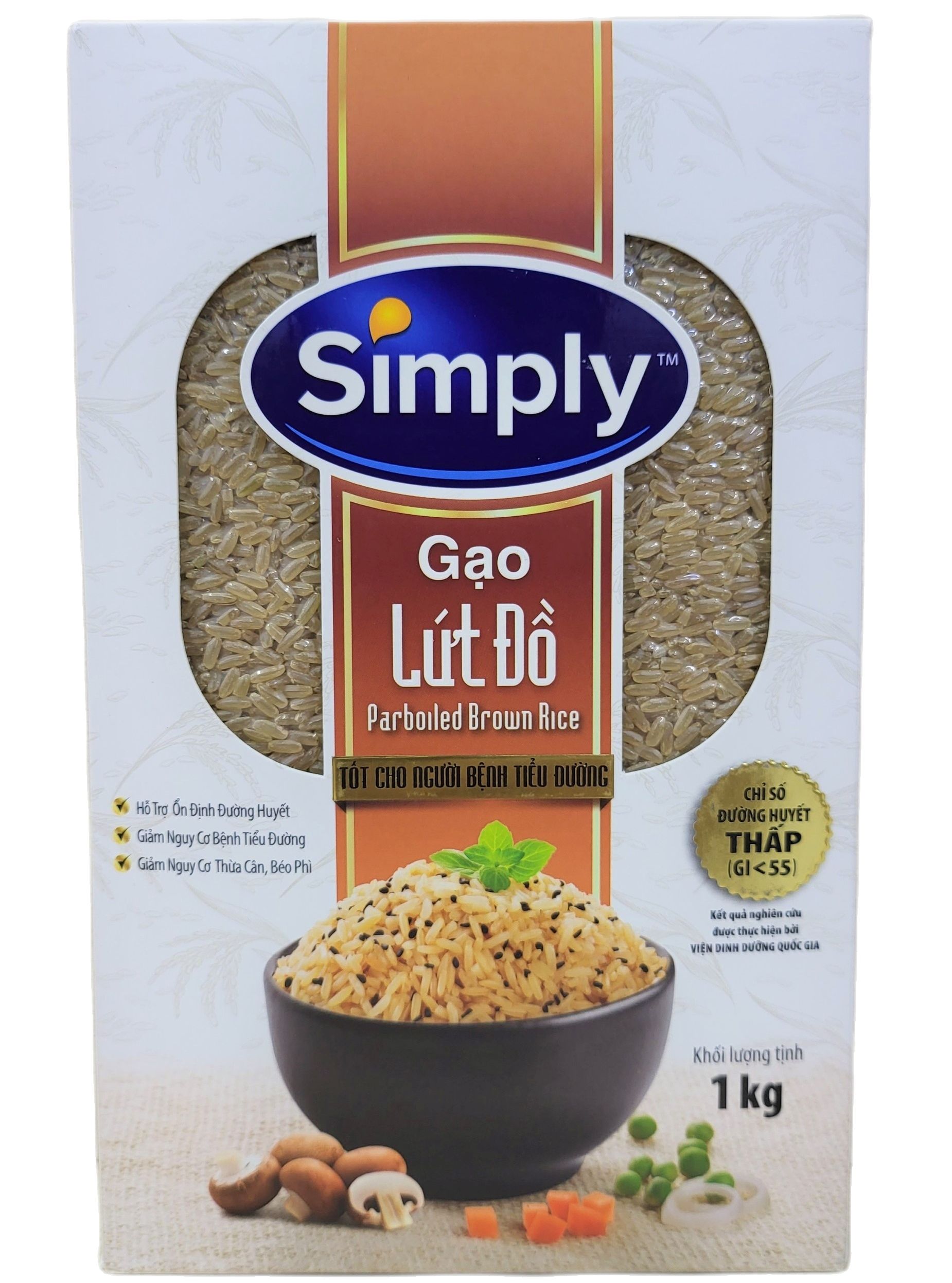 SIMPLY Hộp 1 Kg GẠO LỨT ĐỒ tốt cho người bị tiểu đường Parboiled Brown Rice