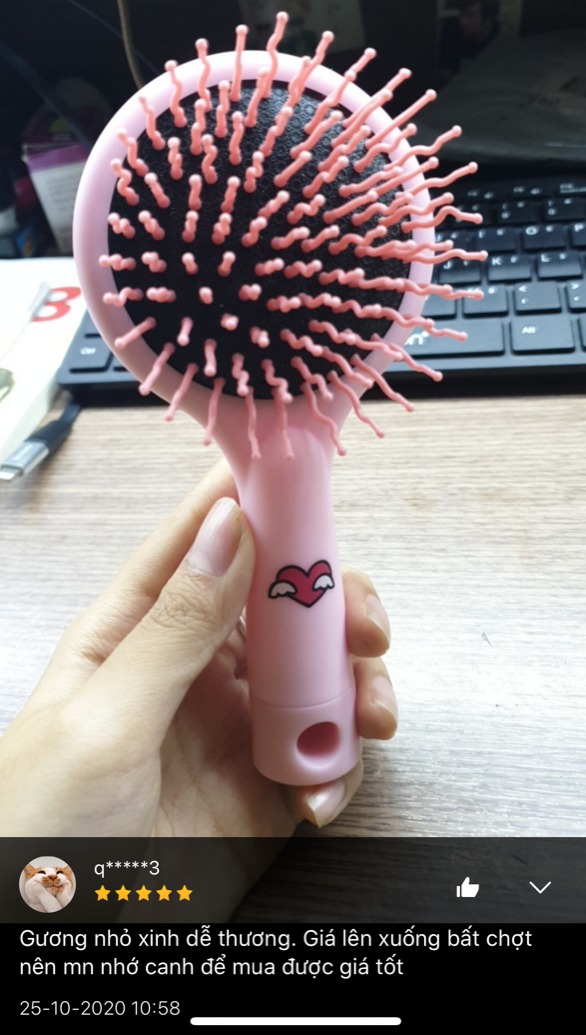 Lược matxa tóc kèm gương