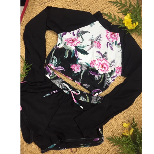 [HCM]Đồ bơi bikini tay dài hoa siêu đẹp