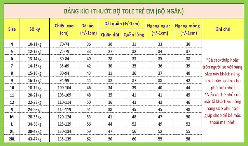 [34-38kg]Bộ tole lửng bé gái size L (34-38kg)