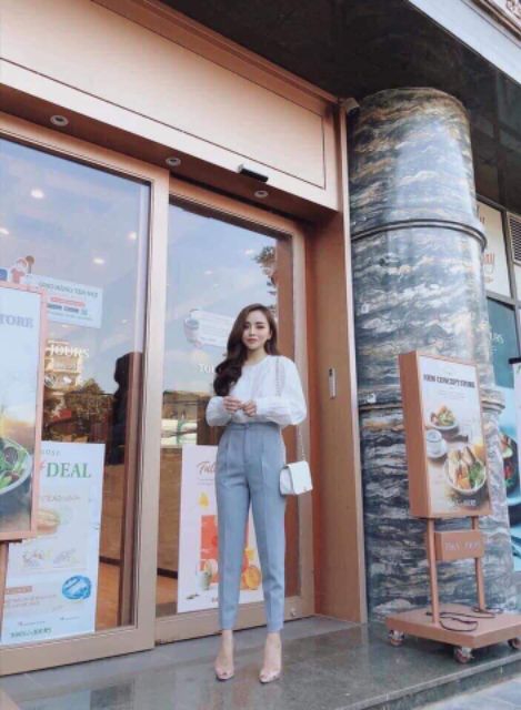 Quần tây baggy cúc bọc