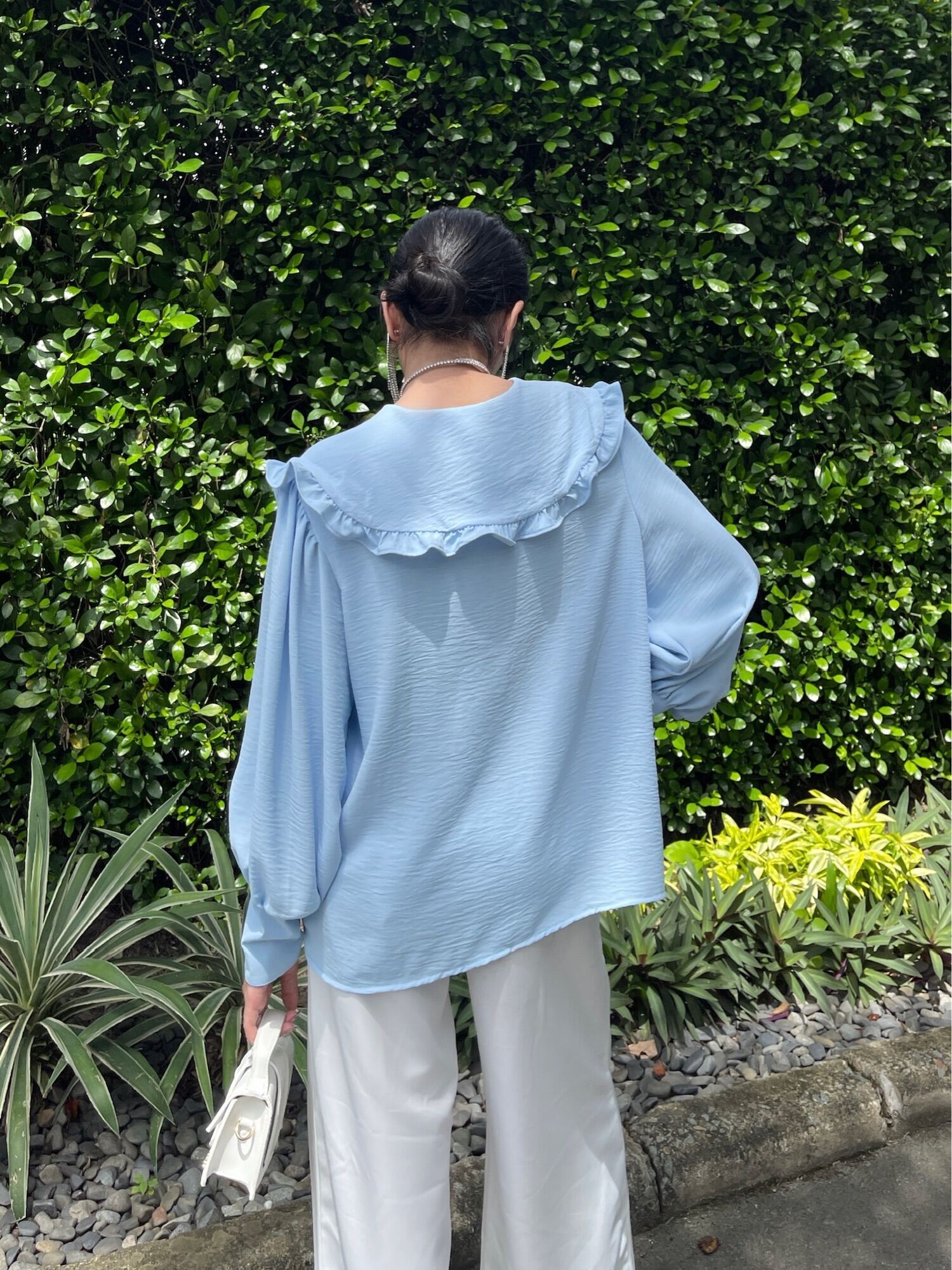 [Nhập mã LAZFASHION34-giảm 15% tối đa 99k/600k]SAP-Áo sơ mi cổ sen nút bọc