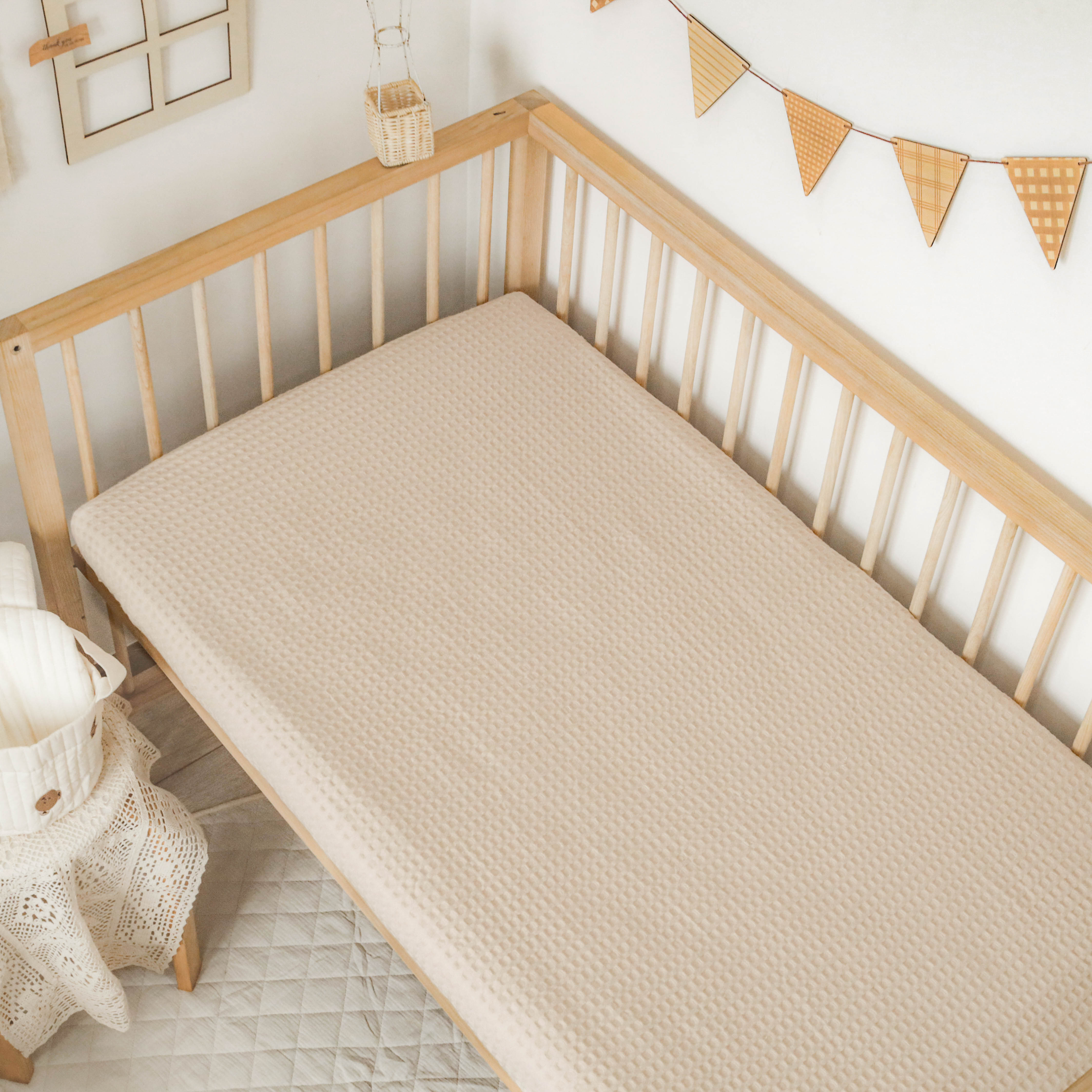[2 mẫu] Ga bọc nệm dáng oval cho bé, drap bọc nệm cũi oval