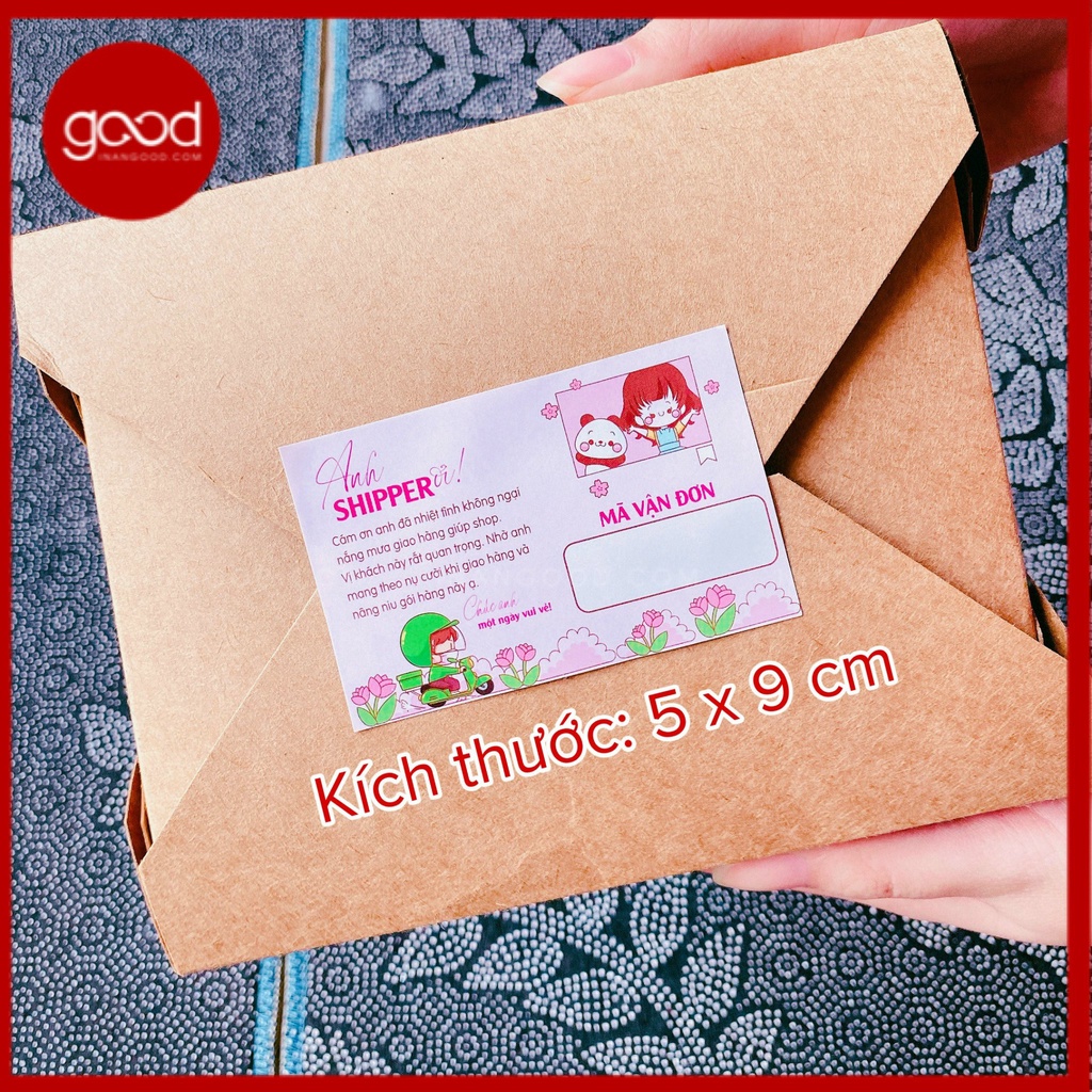 Decal Dán, Tem Nhãn Dán Cám Ơn Anh Shipper Có Ô Ghi Vận Đơn Và Keo Dính, Cán Màn Bóng, Chống Nước
