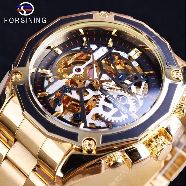 Đồng hồ cơ nam thời trang Forsining DHR1030 máy cơ Automatic dây thép không gỉ
