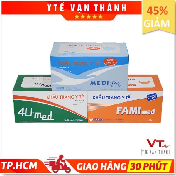 ✅ Khẩu Trang Y Tế: Medi Pro, 4U, FAMI Med (Hộp 50 cái) - Công Ty Thời Thanh Bình - VT0371 [ Y Tế Vạn Thành ] nhập khẩu