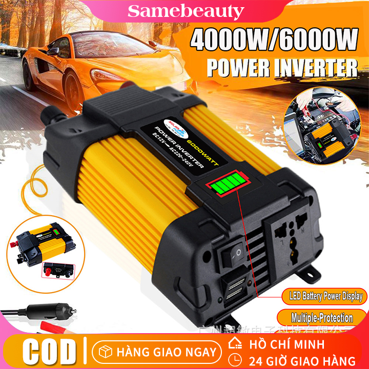 Biến tần sóng sin biến đổi tần số cao 4000w inverter biến tần dòng hornet 12v220v/110v300w500w màn hình led usb kép