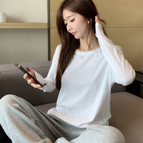Áo thun nữ tay dài Áo thu đông trơn tay dài cổ tròn