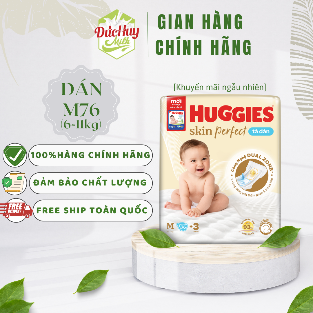 "Tã Dán Huggies Skinperfect M76/XL62 /XXL56 (Hàng tặng kèm tùy từng thời điểm khuyến mãi)