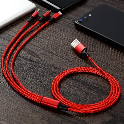 Dây sạc 3 đầu Lightning, Micro USB, Type C