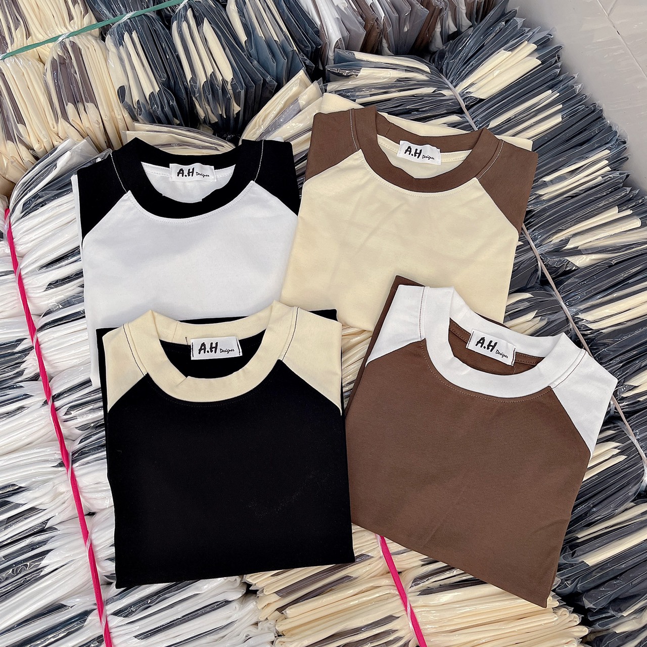 Áo thun dáng ôm nữ Tay Lỡ RAGLAN Trơn ( RAGLAN A.H )