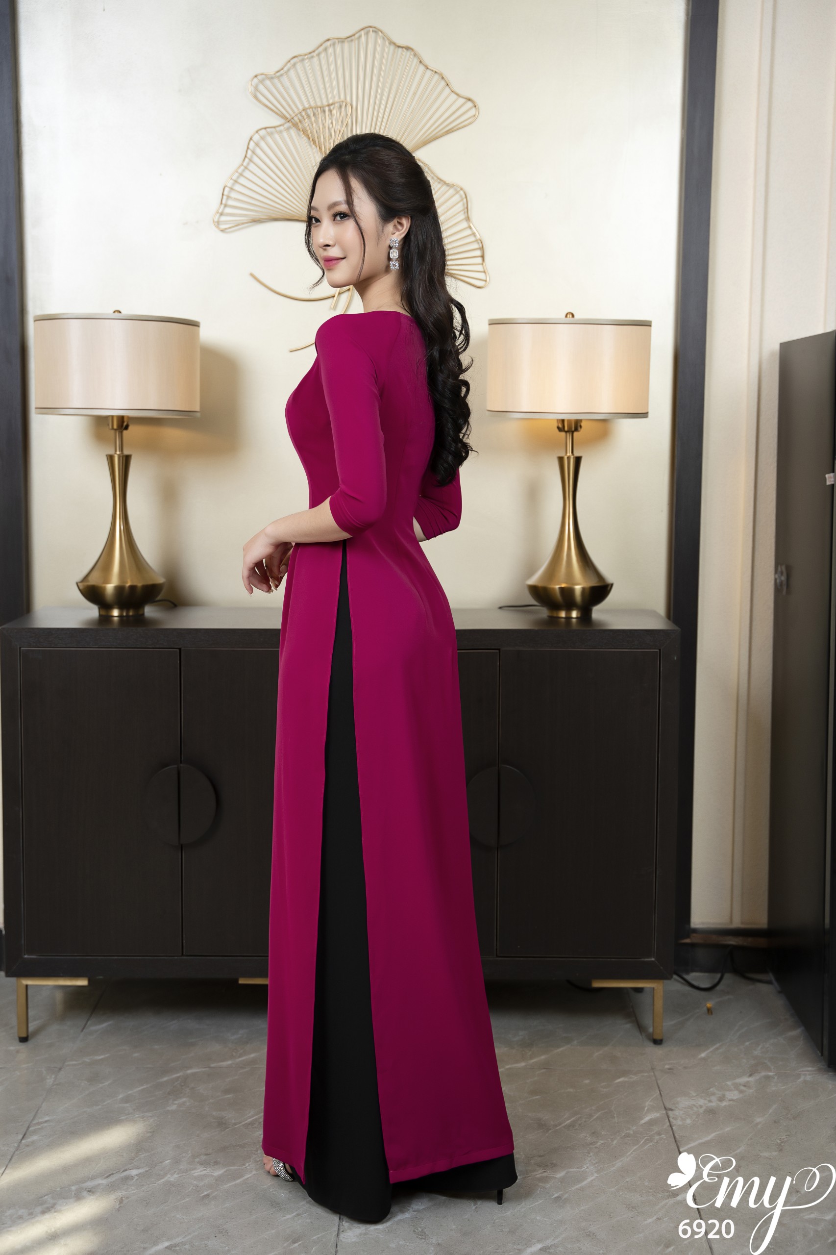 EMY EM6920 Áo Dài Hồng Trơn