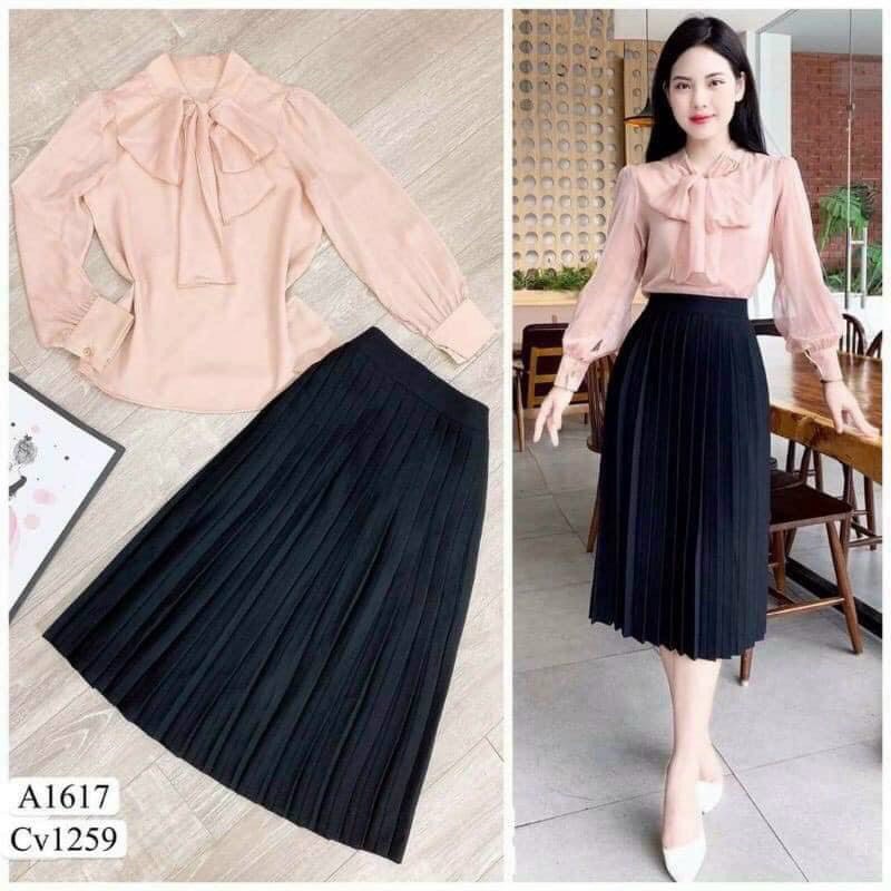Chân váy DẬP LY CÁT HÀN dáng dài siêu xinh