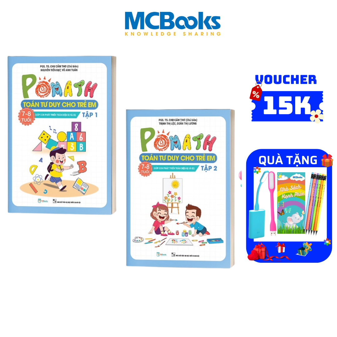 Sách - Combo POMath Toán tư duy cho trẻ em 7 – 8 tuổi (Tập 1 + 2)