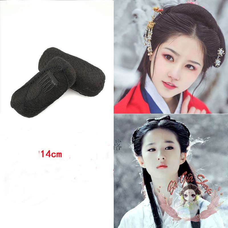 Cặp búi tóc độn phồng 2 bên loại bẹp tóc giả