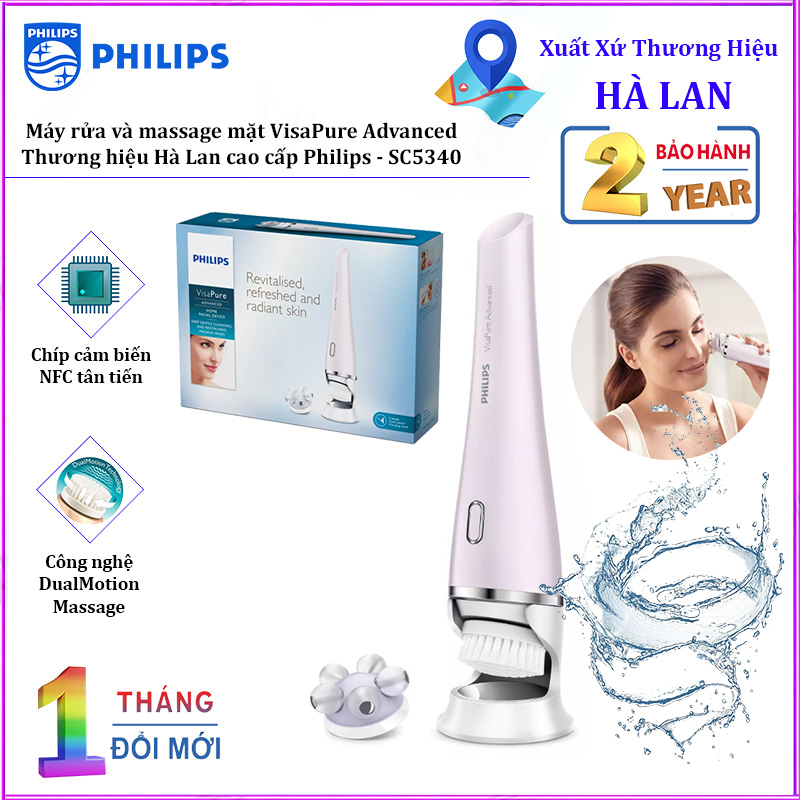 Máy rửa và massage mặt Philips VisaPure Advanced SC5340