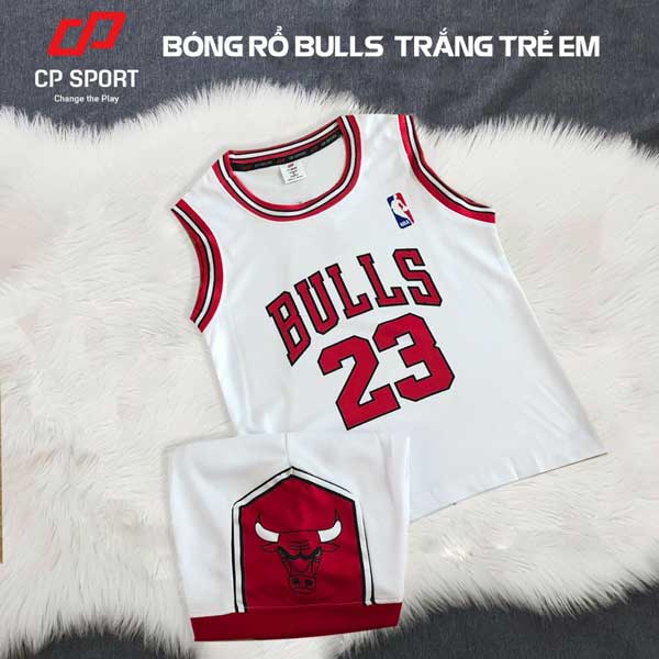 Quần áo bóng rổ CP Bulls trẻ em thun mè mát, thoáng khí thấm hút mồ hôi tốt