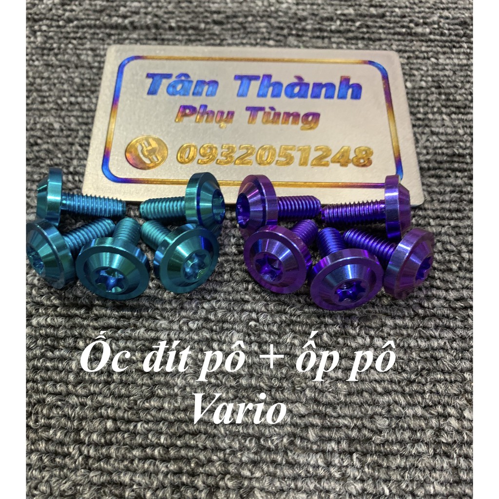 Ốc Titan Gr5 6*15 đầu dù dày cho ốp pô, đít pô Vario
