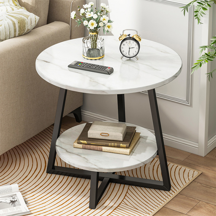 Bàn trà 2 tầng, bàn trà sofa vân đá cẩm thạch