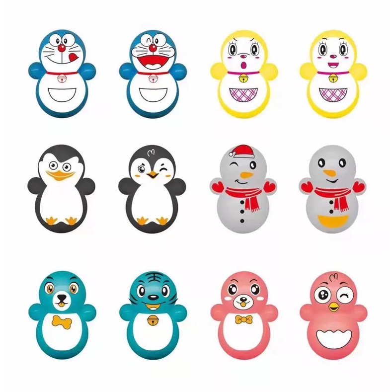Set 10 Đồ chơi lật đật mini squid game, lật đật doraemon cho bé siêu dễ thương