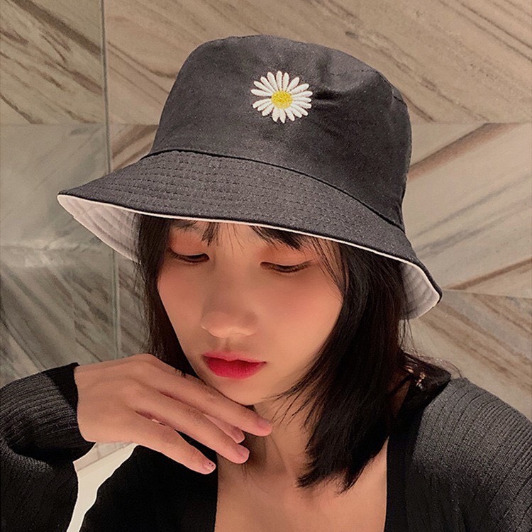 Nón Bucket / Nón Vành Tròn 2 Mặt Thêu hoa cúc