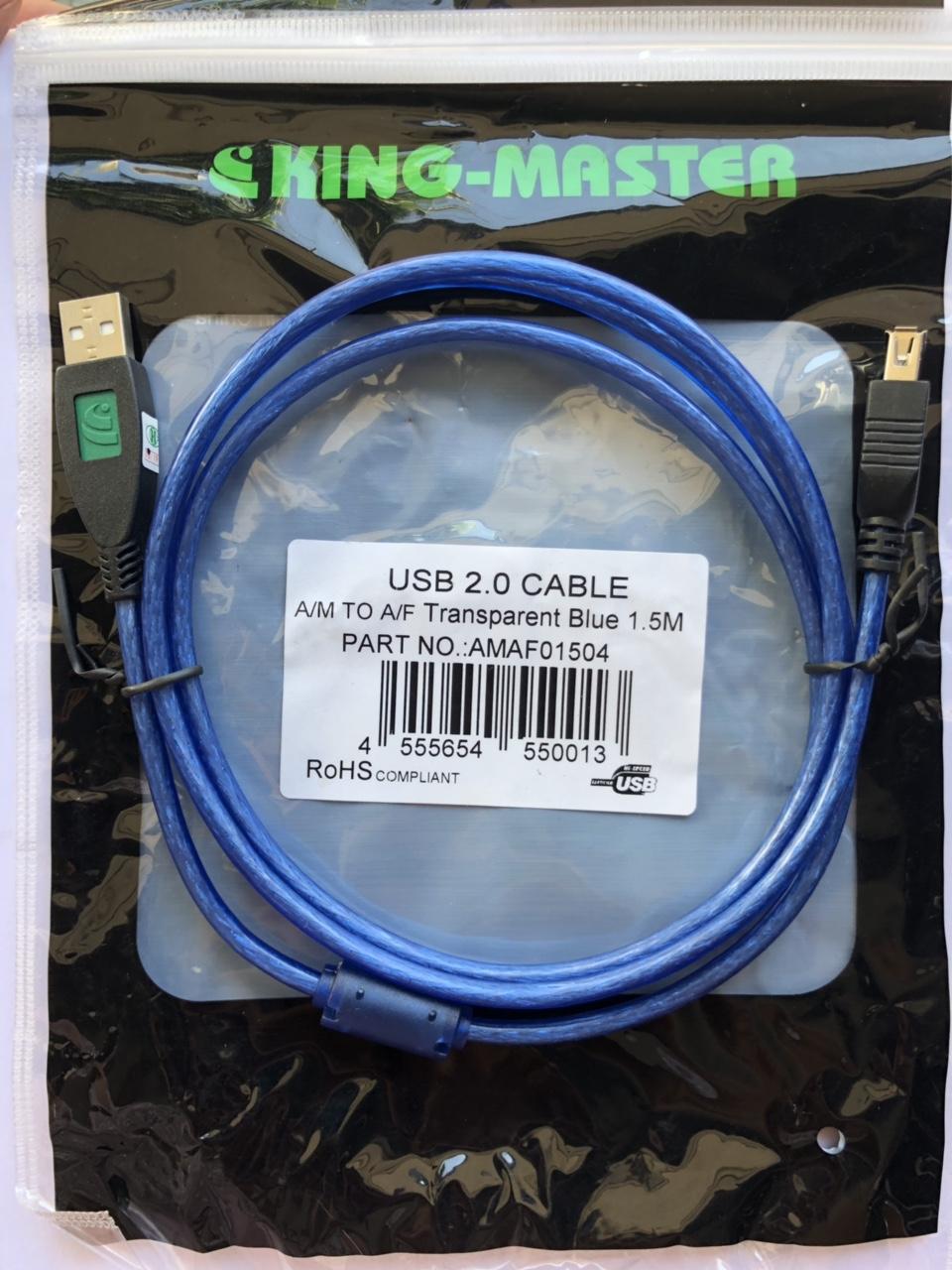 Cáp USB nối dài 1.5 mét màu xanh