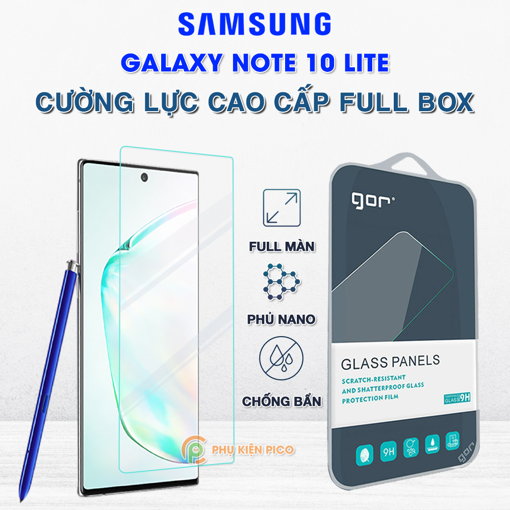 Kính cường lực Samsung Note 10 Lite full màn hình chính hãng Gor full box - Dán màn hình Samsung Note 10 Lite