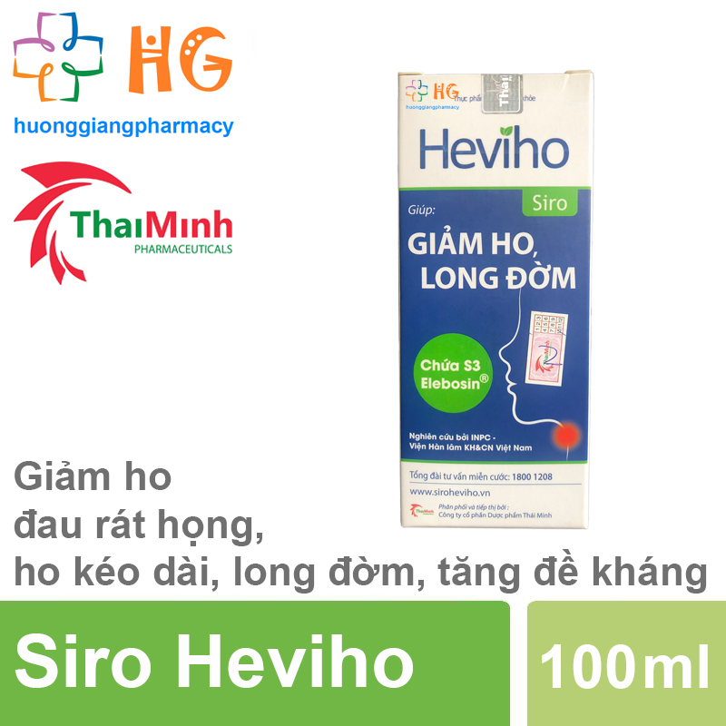 Siro Heviho - Hỗ trợ giảm ho, đau rát họng, long đờm