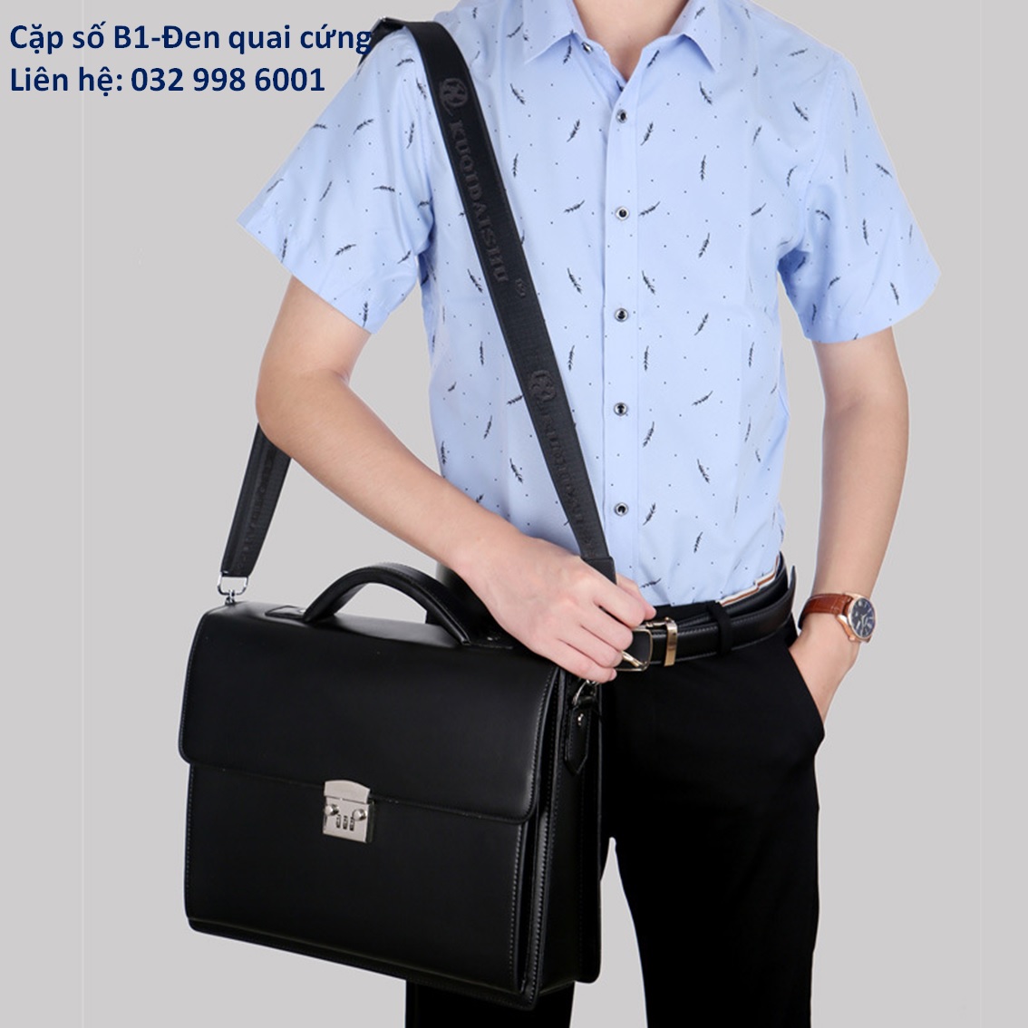cặp xách da công sở đựng laptop 38x29x8Cm (Màu đen - Màu nâu)