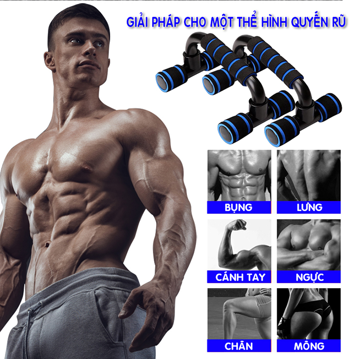 Dụng cụ hít đất tập gym Push up Stand bar dụng cụ thể hình bộ 2 cây chống đẩy đa năng trọng tải lớn bền VHN007991791