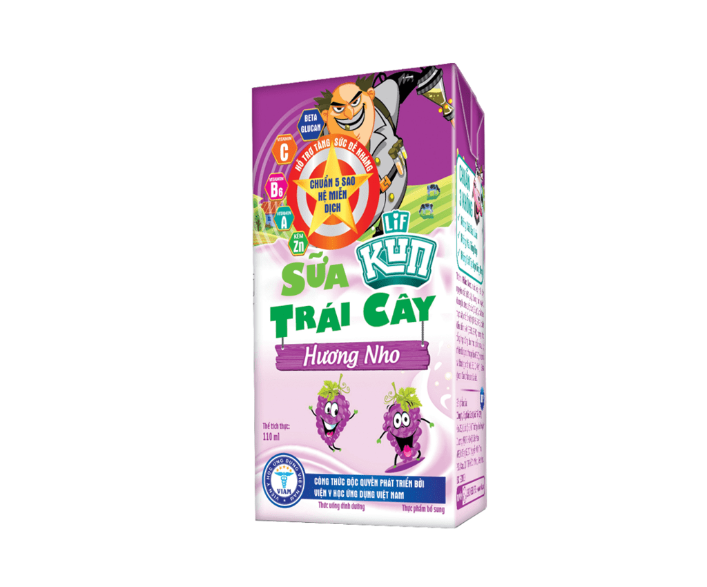 Thùng 48 hộp 110ml Sữa trái cây KUN NHO