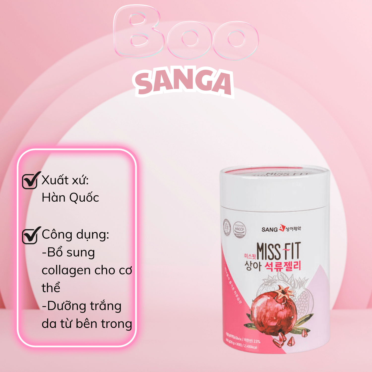 Thạch lựu Collagen SangA Miss Fit Hàn hộp 30 gói