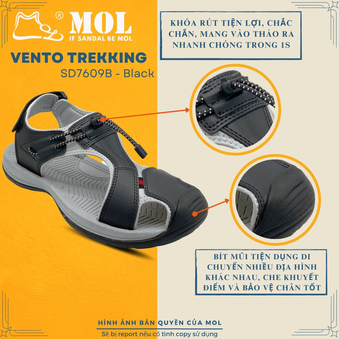 Sandal nam quai bít mũi hiệu Vento SD7609B màu đen