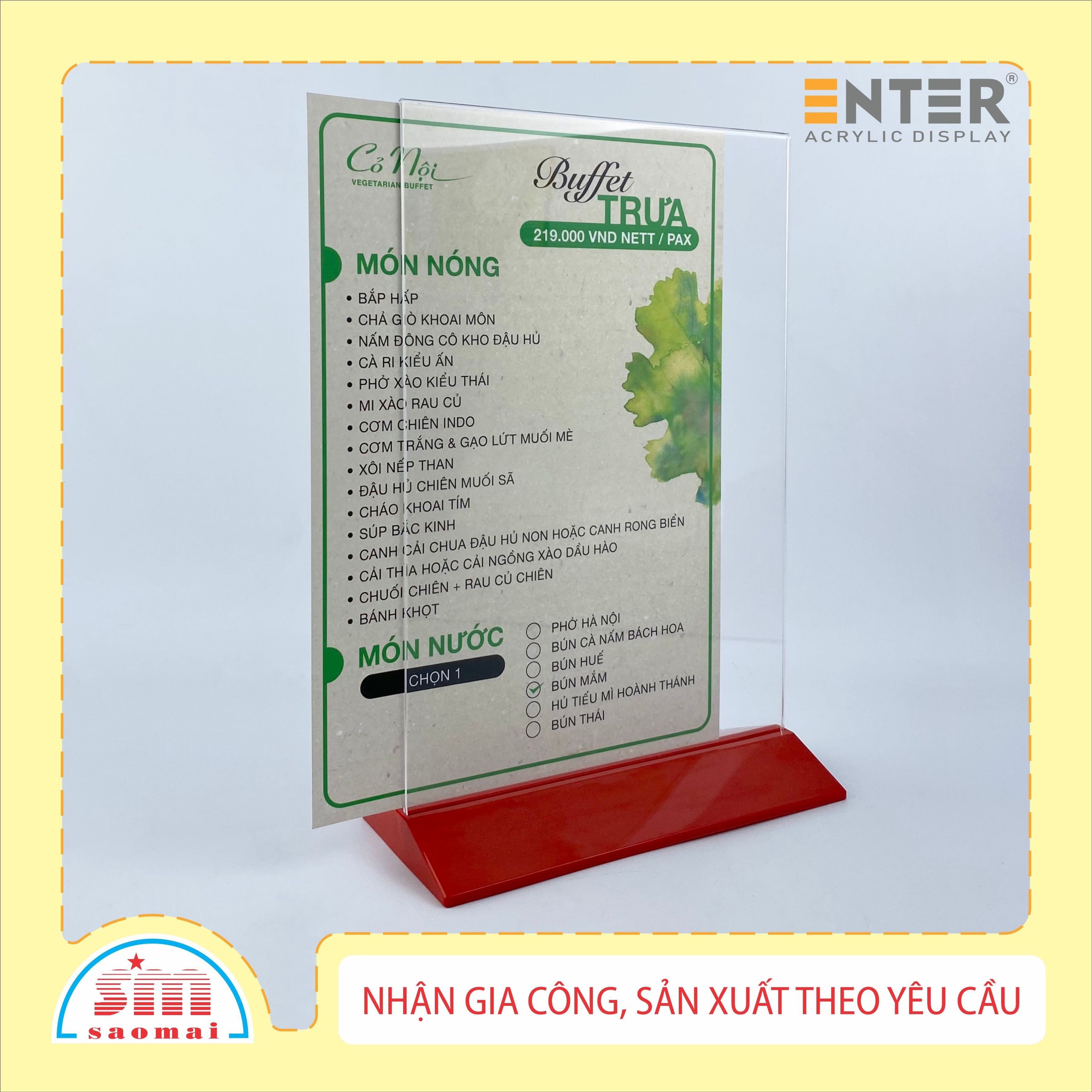 Kệ mica 2 mặt Enter E18 100x150mm đế màu, Kệ menu nhà hàng, Standee mica để bàn, Bảng quét mã QR Code (20)