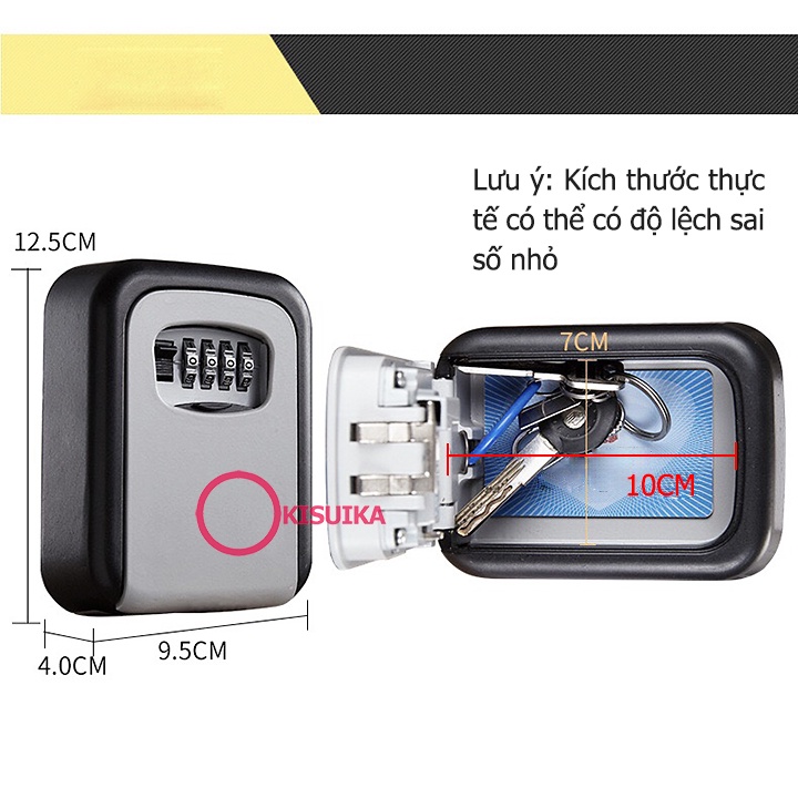 (Kim Loại) Lock Box hộp khóa két sắt mini 4 mã đựng Chìa khóa Thẻ Vật dụng cho Homestay Văn phòng Chung cư Airbnb Nhà