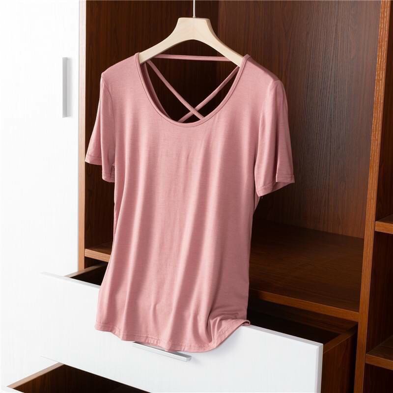 Áo thun lụa form rộng đan dây sau cực xinh TTSA0385