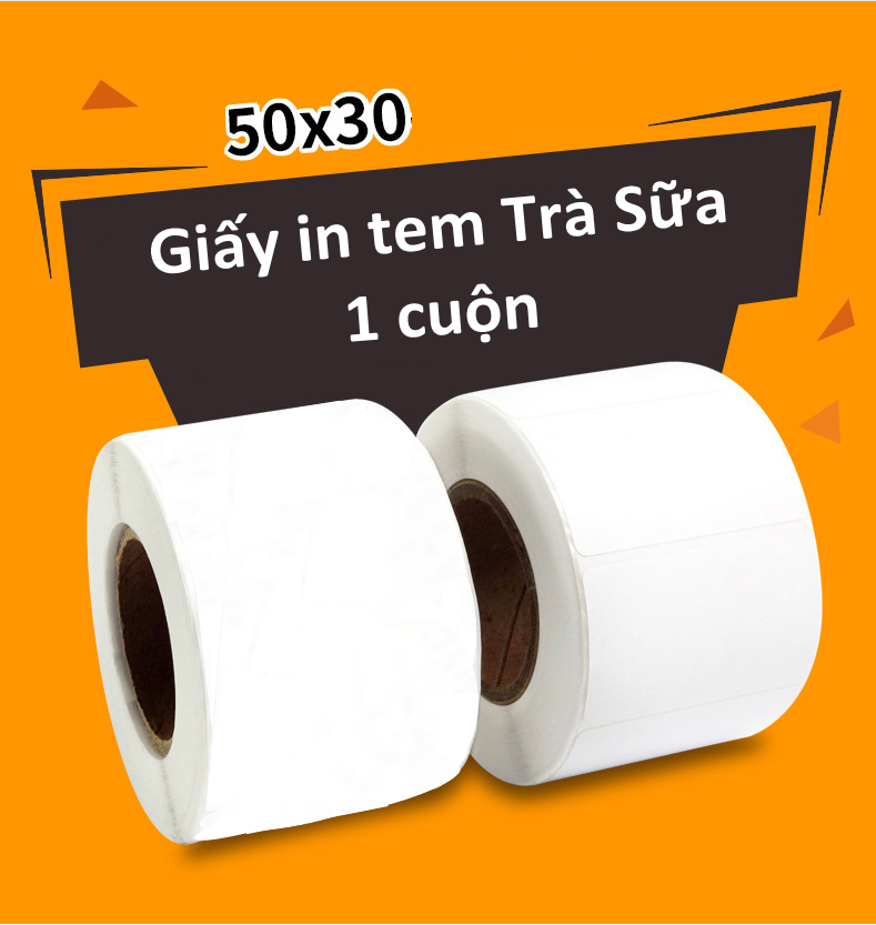 Tem decal ly trà sữa 50x30 mm (1 Cuộn)