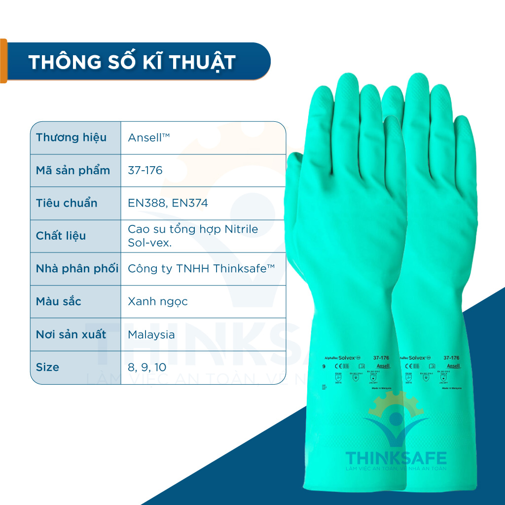 Ansell 37-176 professional anti-oil lubricant breathable chemical anti-oil gloves-thinsafe