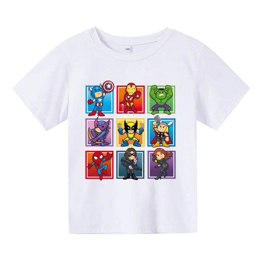 Áo thun cho bé marvel chibi cute, 4 màu, có size người lớn, King Cotton