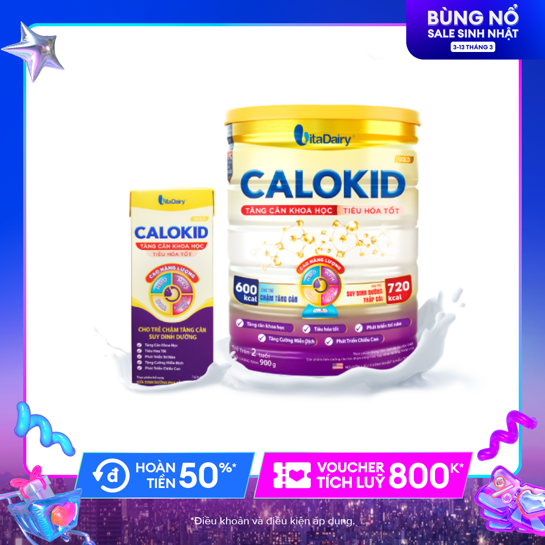 Vitadairy Sữa Calokid 900gr đủ loại cho bé (mã Qr tích xu đầy đủ - date 2026)
