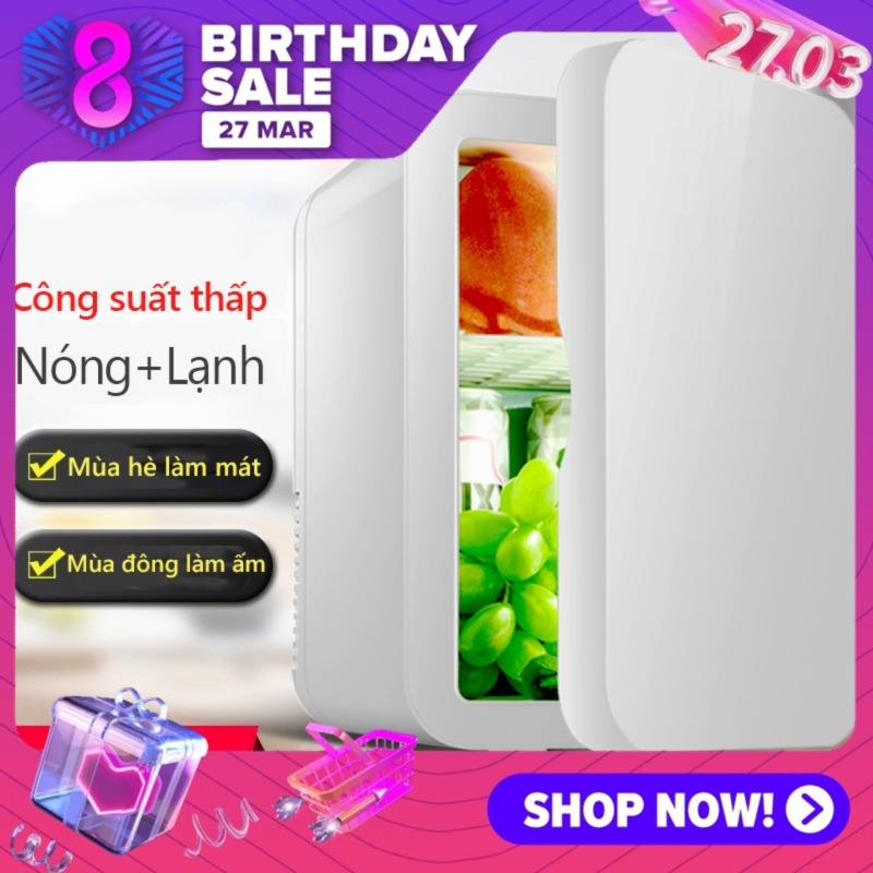 Tủ lạnh mini 8L dùng trên xe oto hoặc gia đình, vừa làm lạnh vừa làm ấm được Our shopping home