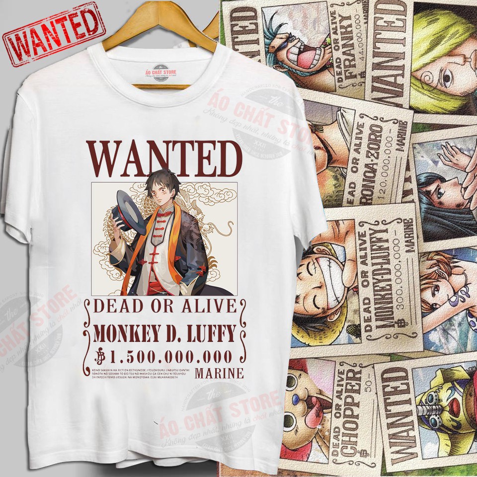 Bst áo thun truy nã one piece wanted luffy zoro law ace sabo cao cấp op91