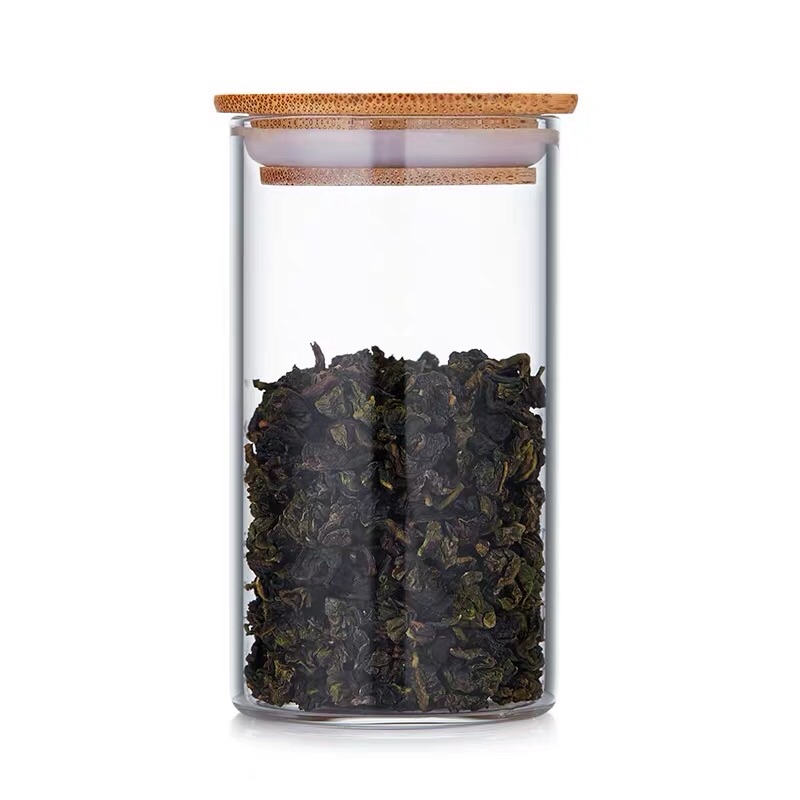 Hủ đựng trà thuỷ tinh, nắp đậy Tre 100gram
